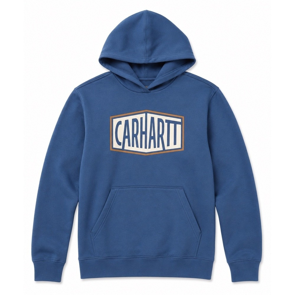 Carhartt Boys Graphic Hoodie Dark Denim Blue Fleece Sweatshirt Size XL 18-20